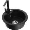 Mexen Diego 1-medencés gránit mosogató Rita konyhai csapteleppel, fekete - 6512-77-670300-70