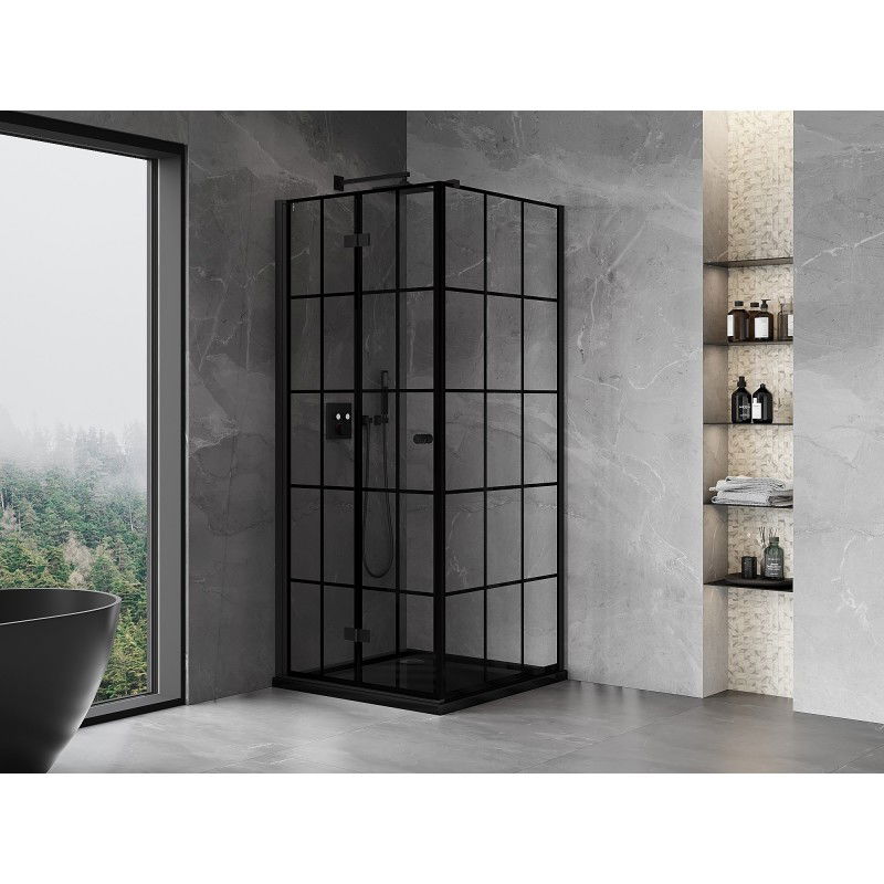 Mexen Mist-F cabină de duș pliabilă stânga 120 x 120 cm, grilaj negru, negru - 8A6T-120-120-70-77-L