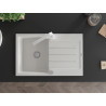 Mexen Bruno chiuvetă de granit cu 1 compartiment cu scurgător și baterie de bucătărie Rita, alb - 6513-20-670300-20