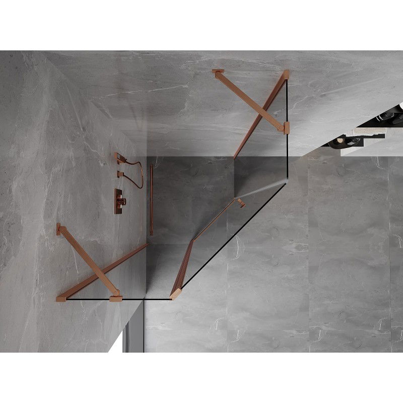 Mexen Mist cabină de duș pentagonală cu balamale 90 x 90 cm, transparent, cupru periat - 8A8-090-090-65-00