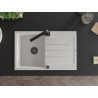 Mexen Bruno chiuvetă de granit cu 1 cuvă, cu scurgător și baterie de bucătărie Rita, albă - 6513-20-670300-70