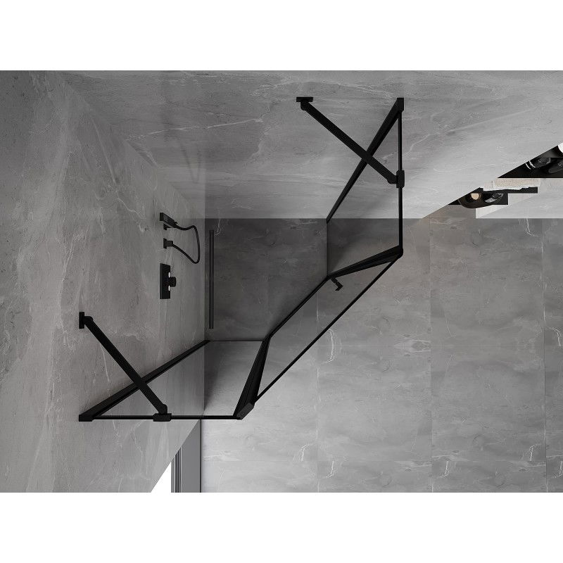Mexen Mist ötszögletű zuhanykabin nyitható bal 90 x 90 cm, fekete keret, fekete - 8A8-090-090-70-70-L