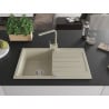 Mexen Bruno chiuvetă de granit cu un compartiment, cu picurător și baterie de bucătărie Rita, Bej - 6513-69-670300-69