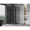 Mexen Mist cabina de duș pentagonală asimetrică, cu balamale pe stânga 80 x 90 cm, grilaj negru, negru - 8A8-080-090-70-77-L