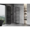 Mexen Mist cabina de duș pentagonală asimetrică, cu balamale pe stânga 80 x 90 cm, grilaj negru, negru - 8A8-080-090-70-77-L