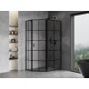 Mexen Mist cabină de duș pentagonală asimetrică reversibilă dreapta 100 x 80 cm, grilaj negru, negru - 8A8-100-080-70-77-P