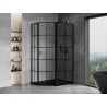 Mexen Mist cabină de duș pentagonală asimetrică reversibilă dreapta 100 x 80 cm, grilaj negru, negru - 8A8-100-080-70-77-P