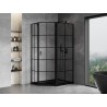 Mexen Mist cabina de duș pentagonală asimetrică cu ușă rabatabilă dreapta 100 x 90 cm, grilaj negru, neagră