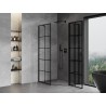 Mexen Mist cabina de duș pentagonală asimetrică cu ușă batantă dreaptă 80 x 100 cm, grilaj negru, neagră