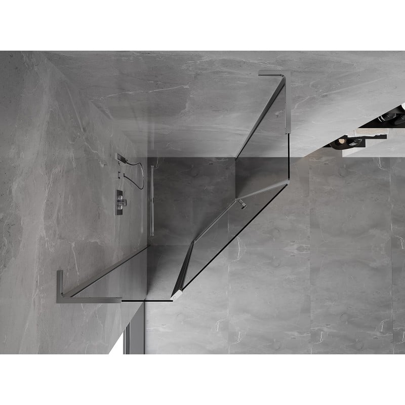 Mexen Mist L cabină de duș pentagonală cu ușă batantă 80 x 80 cm, transparent, crom - 8A8L-080-080-01-00