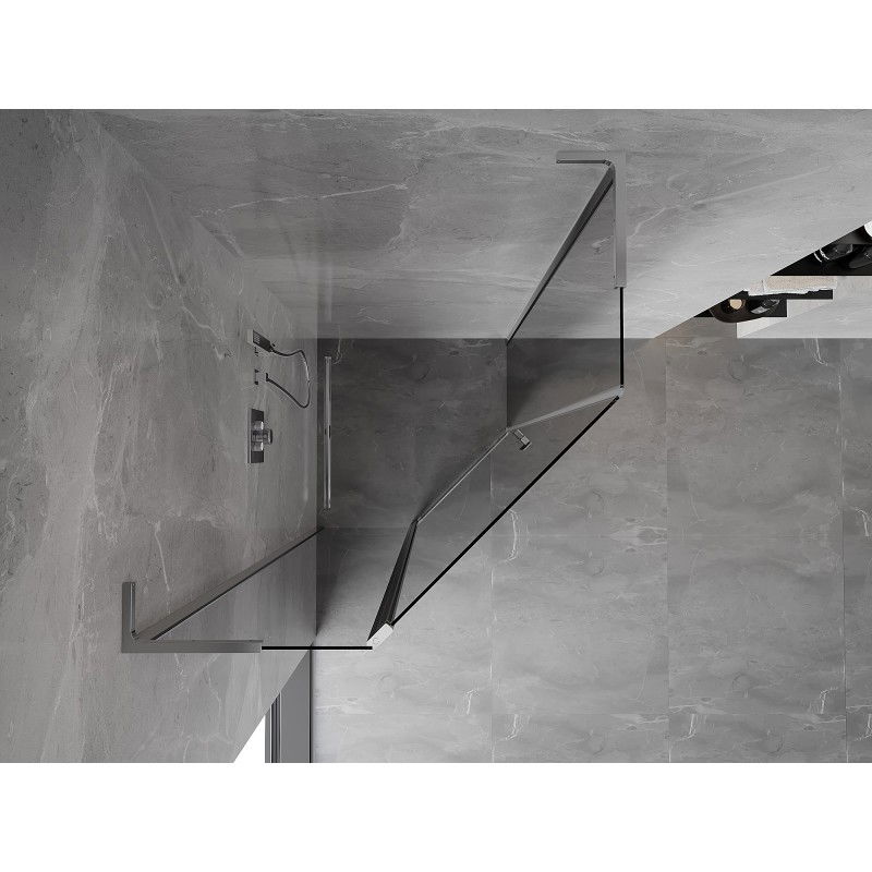 Mexen Mist L cabină de duș pentagonală batantă 100 x 100 cm, transparent, crom - 8A8L-100-100-01-00
