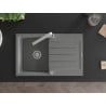 Mexen Bruno chiuvetă de granit cu un compartiment, cu picurător și baterie de bucătărie Rita, gri - 6513-71-670300-00