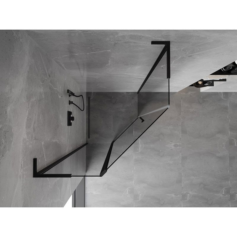 Mexen Mist L cabina de duș pentagonală cu ușă batantă 90 x 90 cm, transparentă, neagră - 8A8L-090-090-70-00