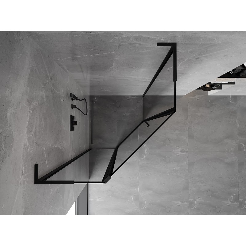 Mexen Mist L ötszögletű, balra nyíló zuhanykabin 90 x 90 cm, fekete keret, fekete - 8A8L-090-090-70-70-L