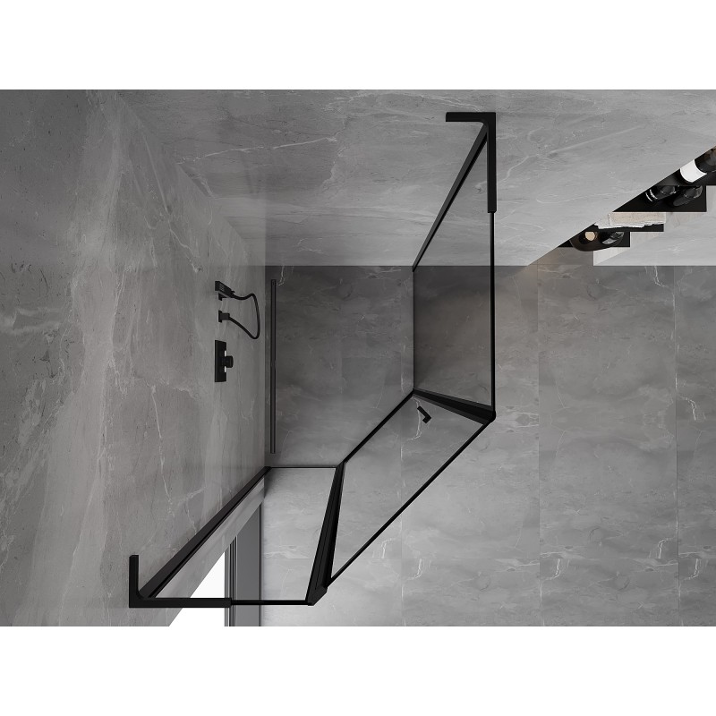 Mexen Mist L cabină de duș pentagonală asimetrică rabatabilă stânga 80 x 100 cm, ramă neagră, neagră - 8A8L-080-100-70-70-L