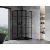 Mexen Mist L aszimetriás ötszögletű zuhanykabin, balra nyíló 80 x 90 cm, fekete rács, fekete - 8A8L-080-090-70-77-L