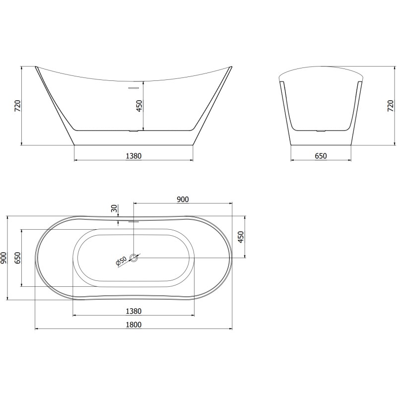 Mexen Montana cada independentă 180 x 90 cm, albă, preaplin auriu - 52011809000-50