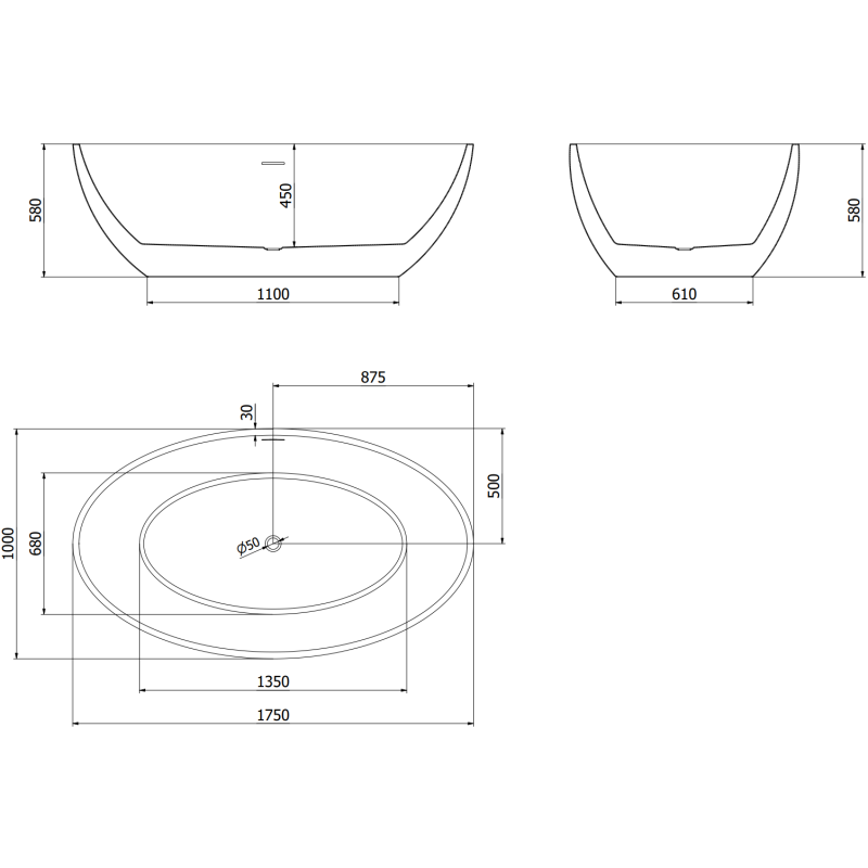 Mexen Nike cada de sine stătătoare 175 x 100 cm, albă/neagră, preaplin gri armă periat - 54071751075-66