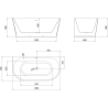 Mexen Oris cadă freestanding adiacentă peretului cu structură canelată 150 x 75 cm, albă/gri, preaplin gri pistoluș periat