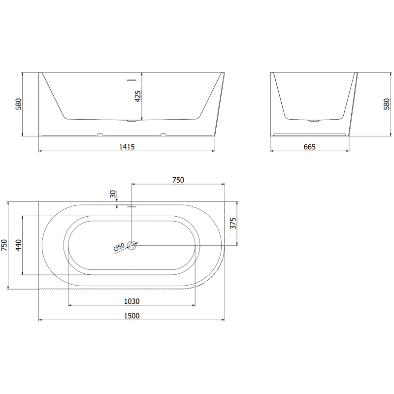 Mexen Silo szabadon álló sarokkád bal rácsozott 150 x 75 cm, fehér/szürke, túlfolyó rózsaarany - 52891507562L-60