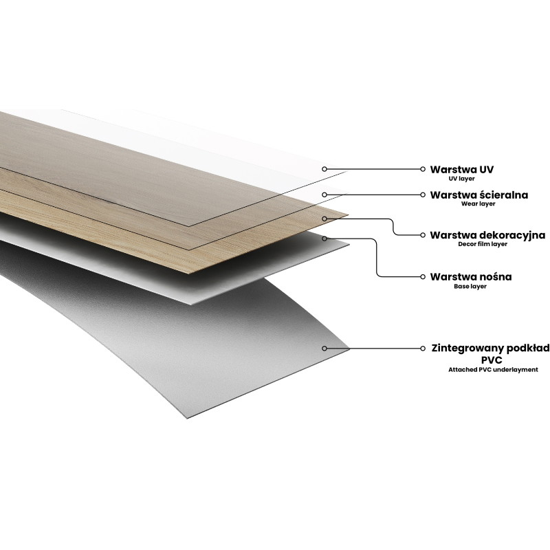 Mexen Calera probă panouri vinilice LVT Dryback 2,5 mm, substrat PVC, 4 V-Fugă, Stejar - F1320-S