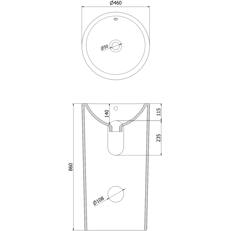 Mexen Nerda 46 x 46 cm szabadon álló mosdó, fehér - 26084600