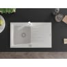 Mexen Cesar chiuvetă de granit cu un compartiment, cu picurător și baterie de bucătărie Rita, Albă - 6514-20-670300-20