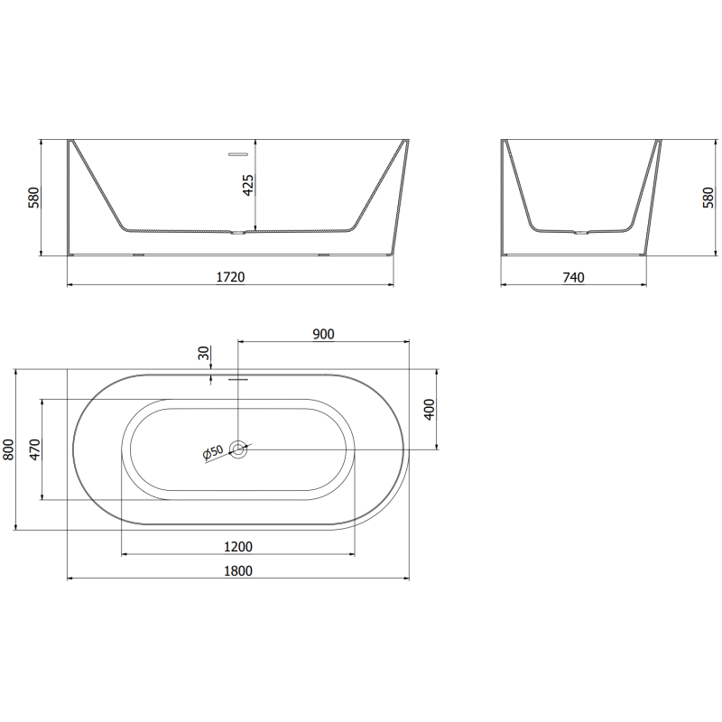 Mexen Mia cadă de baie freestanding colțară stânga 180 x 80 cm, albă, preaplin cupru periat - 52691808000L-65