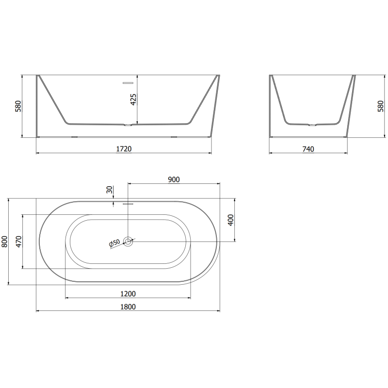 Mexen Mia cadă de sine stătătoare colț stânga 180 x 80 cm, albă, preaplin nichel periat - 52691808000L-97