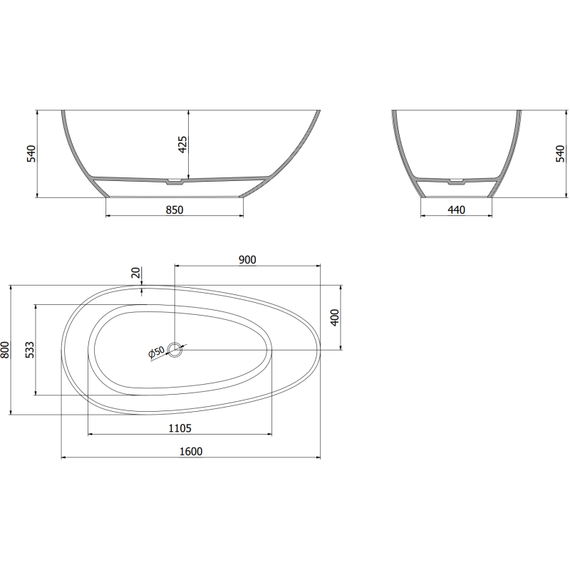 Mexen Glass negru cadă freestanding transparentă 160 x 80 cm, dop cromat - 58061608013