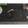 Mexen Cesar chiuvetă granit 1-cameră cu scurgător și baterie bucătărie Rita, negru/auriu metalic - 6514-75-670300-50-B