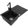 Mexen Cesar 1-medencés gránit mosogató csepegtetővel és Rita konyhai csapteleppel, fekete - 6514-77-670300-70