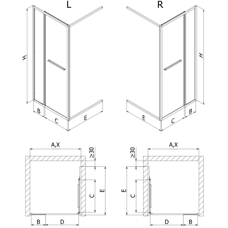 Mexen Linea uși de duș glisante 120 cm, transparent, crom - 8E1-120-000-01-01