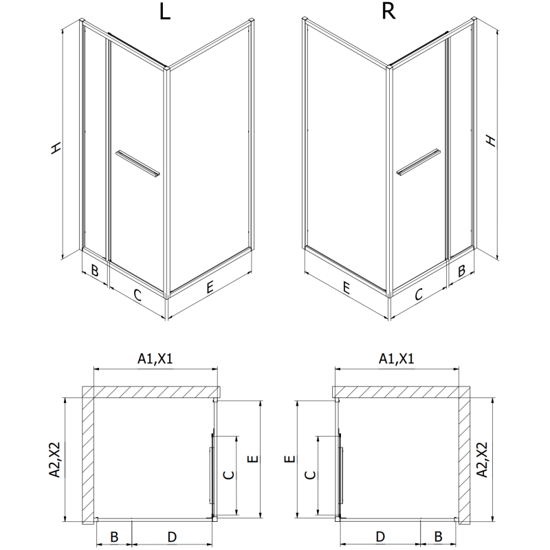 Mexen Linea 85 x 95 cm-es toló zuhanykabin, átlátszó, króm - 8E1-085-095-01-01