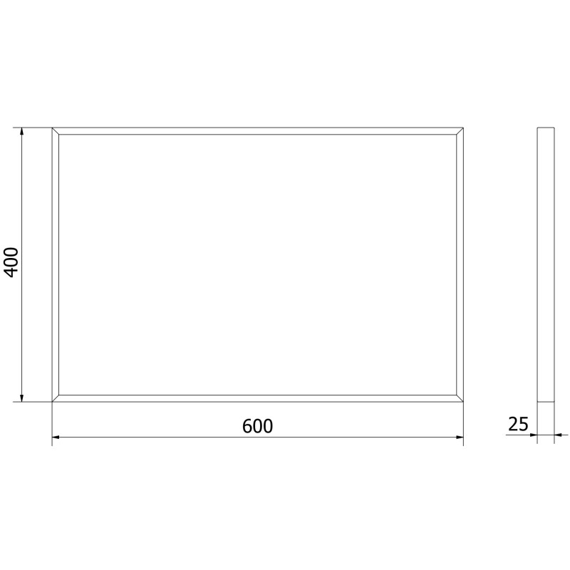 Mexen Loft 60 x 40 cm-es, fekete keretes, téglalap alakú fürdőszobai tükör - 9852-060-040-000-70