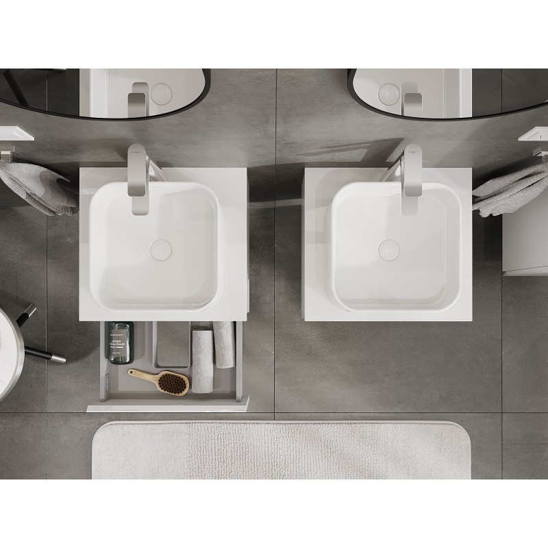 Mexen Orio 50 cm-es mosdó alatti fürdőszobai szekrény lappal, 1 fiók, fényes fehér - 91A10-05023-1-BFC00