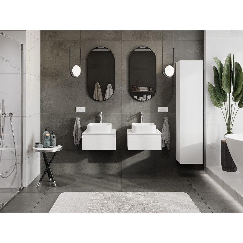 Mexen Orio fürdőszobai szekrény mosdókagyló alá, 50 cm, lappal, 1 fiók, matt fehér - 91A10-05023-1-BFC01