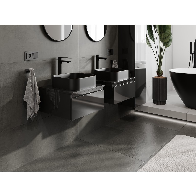 Mexen Orio dulap de baie sub lavoar 50 cm cu blat, 1 sertar, negru lucios - 91A10-05023-1-BFC70