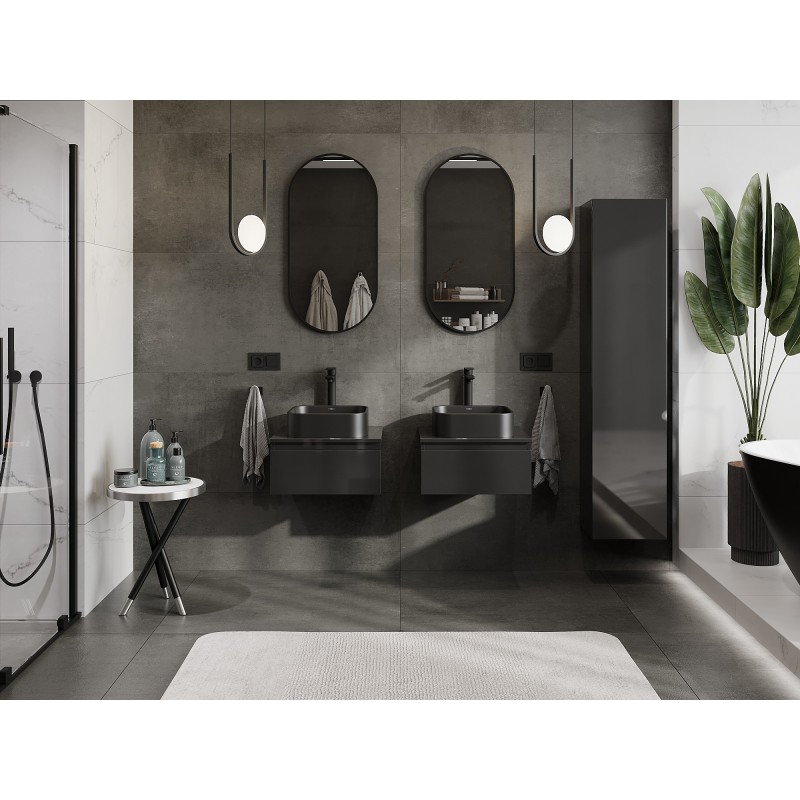 Mexen Orio dulap de baie sub lavoar 50 cm cu blat, 1 sertar, negru lucios - 91A10-05023-1-BFC70