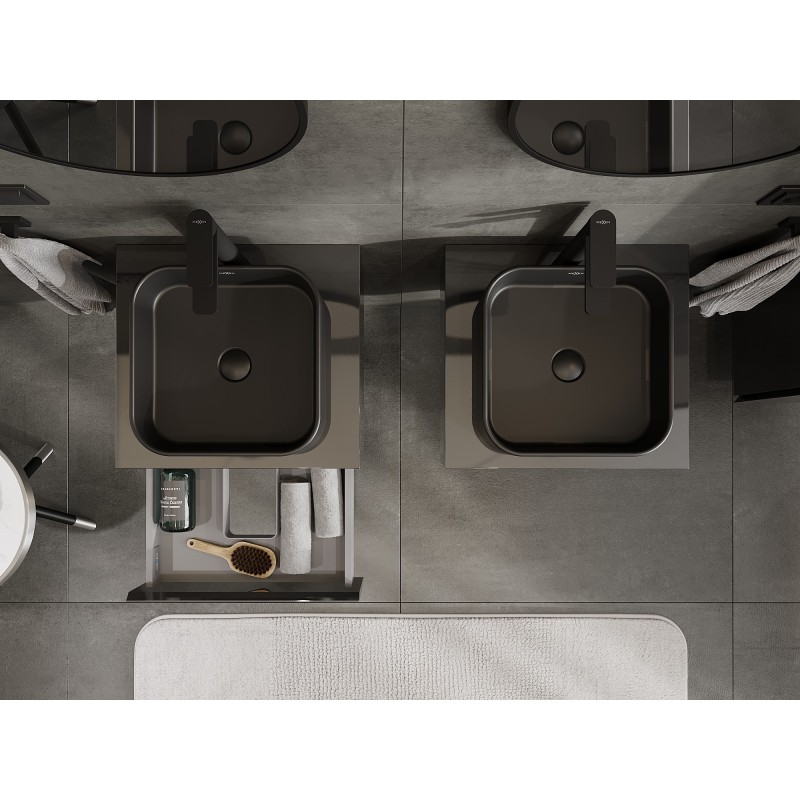 Mexen Orio dulap de baie sub lavoar 50 cm cu blat, 1 sertar, negru lucios - 91A10-05023-1-BFC70