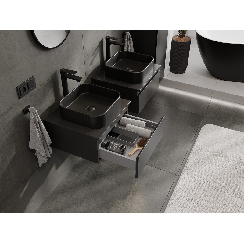 Mexen Orio dulap baie sub chiuvetă de 50 cm cu blat, 1 sertar, negru mat - 91A10-05023-1-BFC71