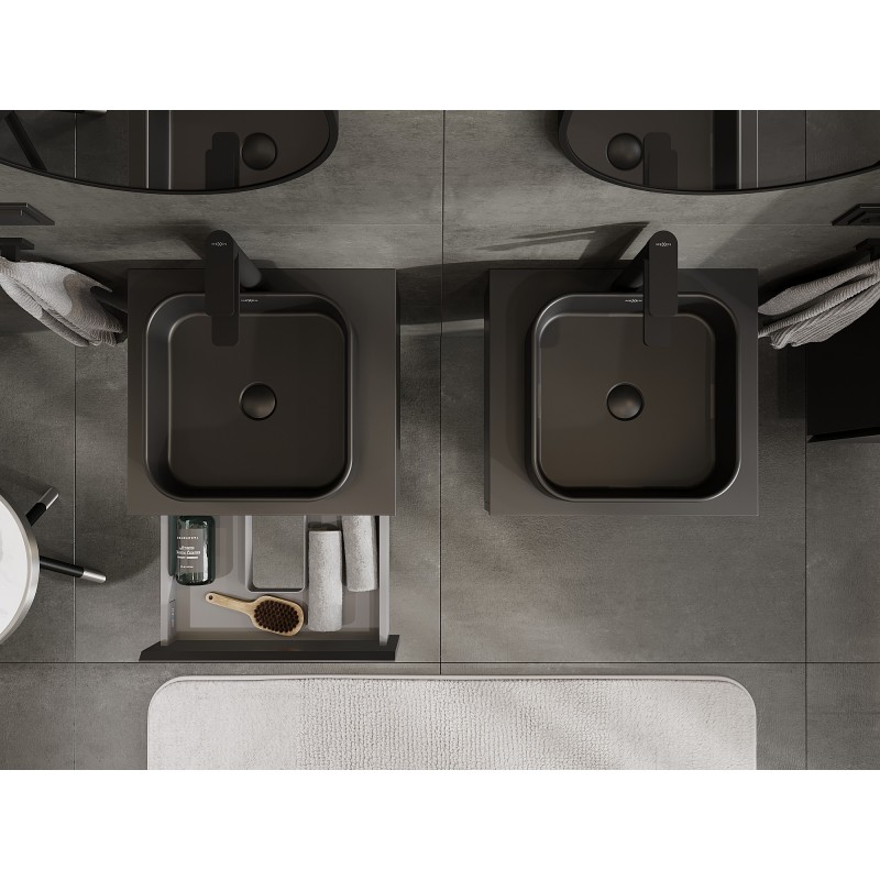 Mexen Orio dulap baie sub chiuvetă de 50 cm cu blat, 1 sertar, negru mat - 91A10-05023-1-BFC71