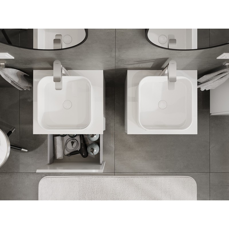 Mexen Orio dulap baie pentru lavoar 50 cm cu blat, 1 sertar, alb lucios - 91A10-05047-1-BFC00