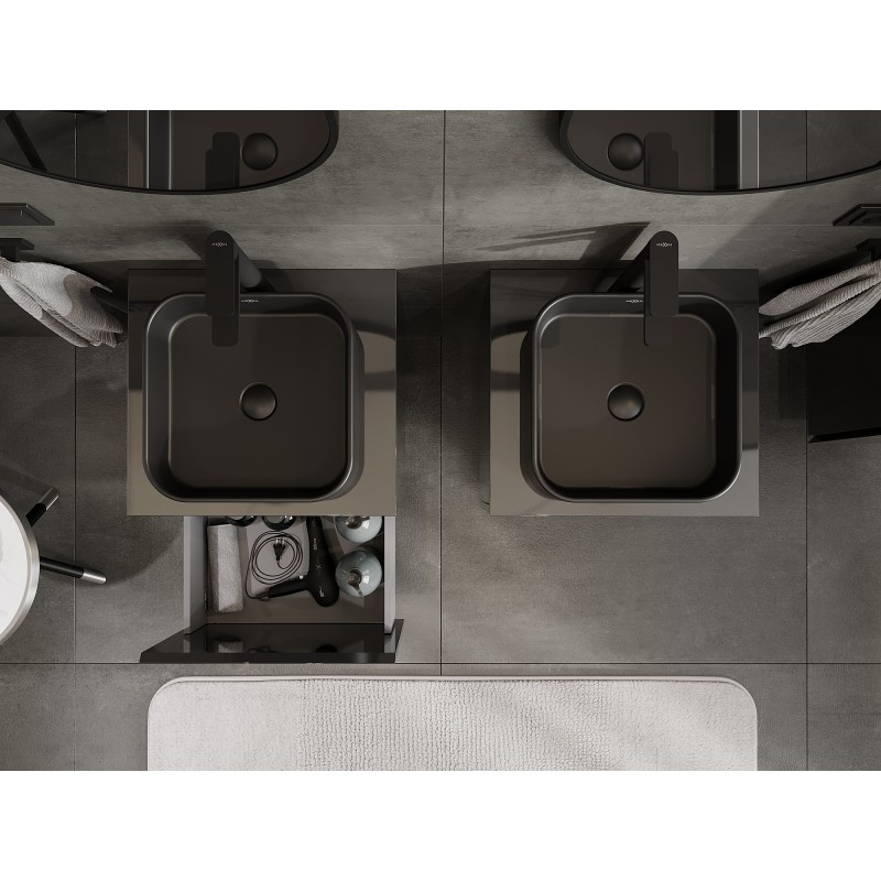 Mexen Orio dulap de baie sub lavoar 50 cm cu blat, 1 sertar, negru lucios - 91A10-05047-1-BFC70