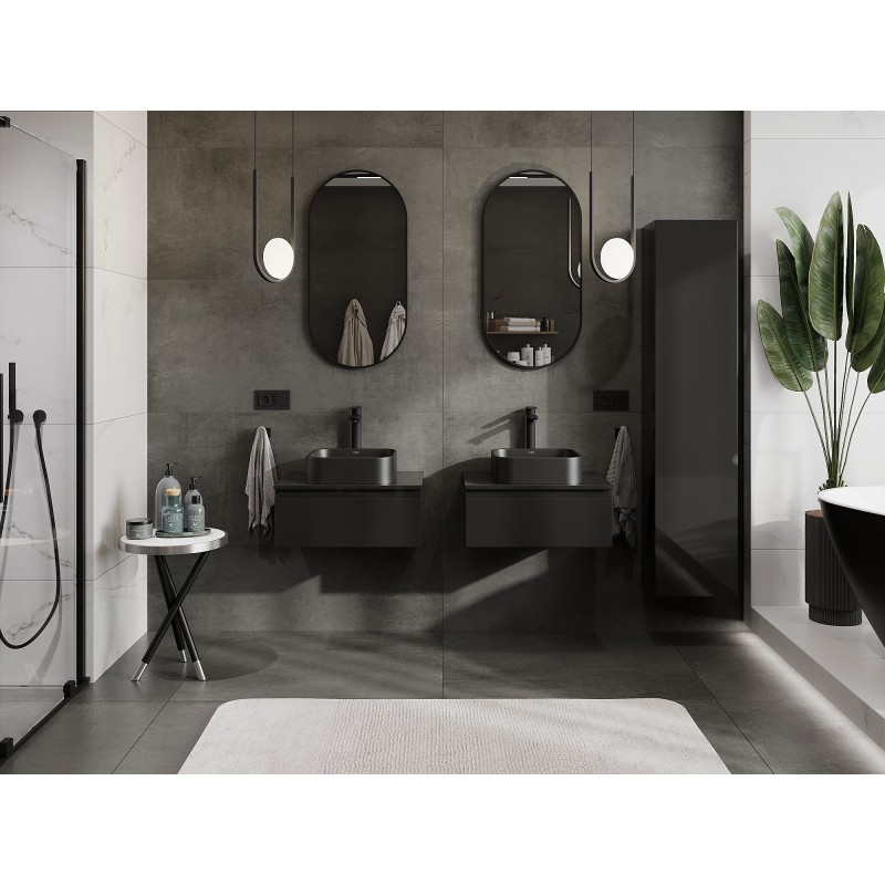 Mexen Orio dulap baie pentru lavoar 60 cm cu blat, 1 sertar, negru lucios - 91A10-06023-1-BFC70