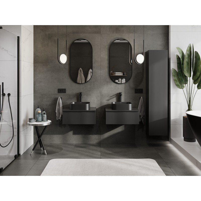 Mexen Orio dulap baie sub lavoar 60 cm cu blat, 1 sertar, negru mat - 91A10-06023-1-BFC71