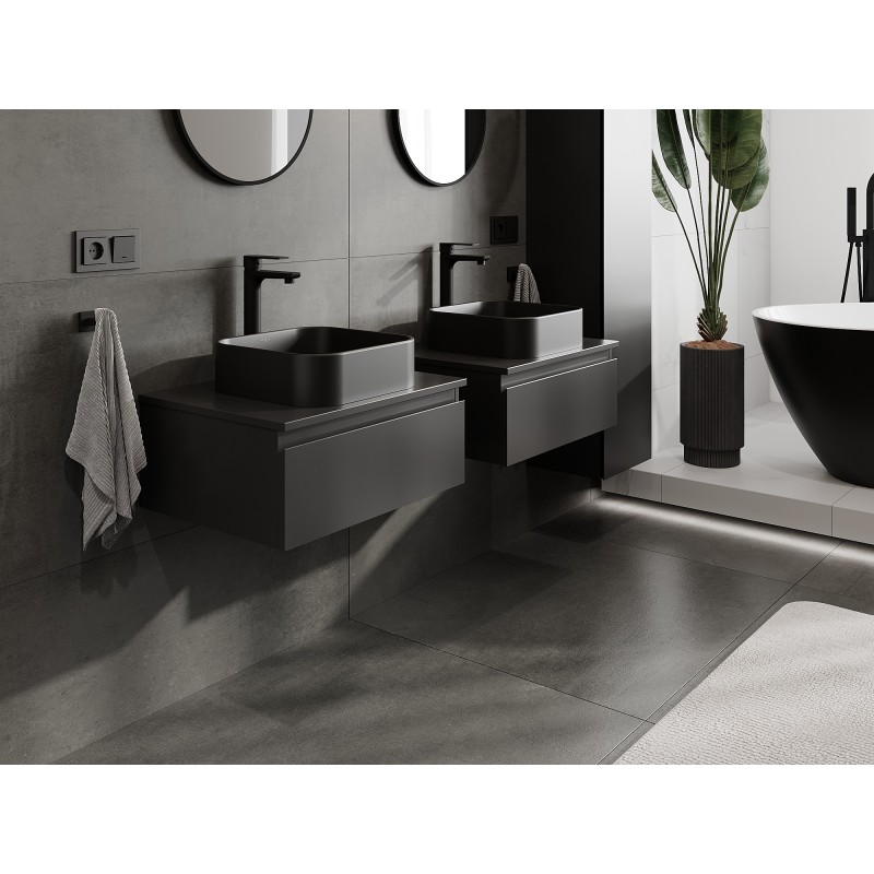 Mexen Orio dulap baie sub lavoar 60 cm cu blat, 1 sertar, negru mat - 91A10-06023-1-BFC71