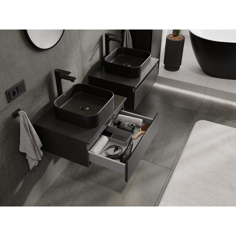 Mexen Orio dulap baie sub lavoar 60 cm cu blat, 1 sertar, negru mat - 91A10-06023-1-BFC71