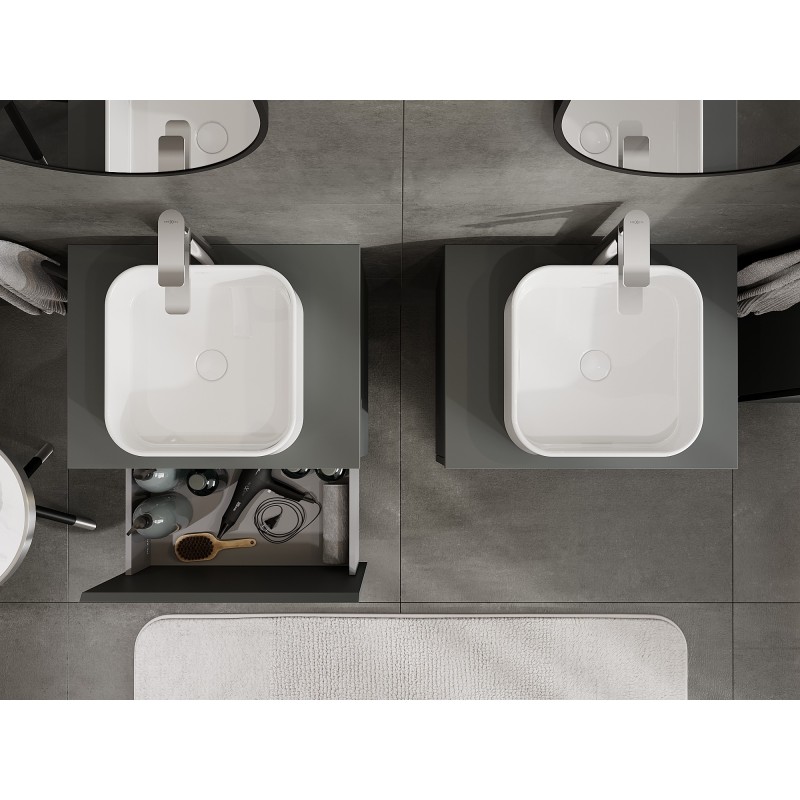 Mexen Orio dulap baie cu blat pentru lavoar de 60 cm, 1 sertar, grafit mat - 91A10-06047-1-BFC66