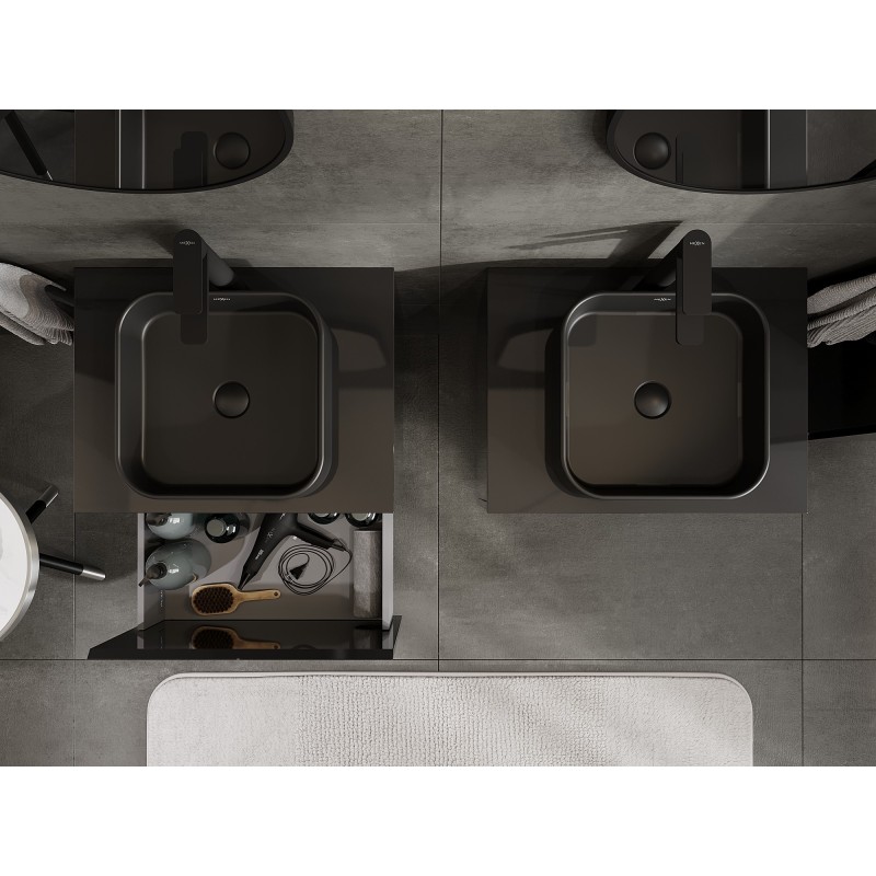 Mexen Orio dulap de baie sub lavoar 60 cm cu blat, 1 sertar, negru lucios - 91A10-06047-1-BFC70